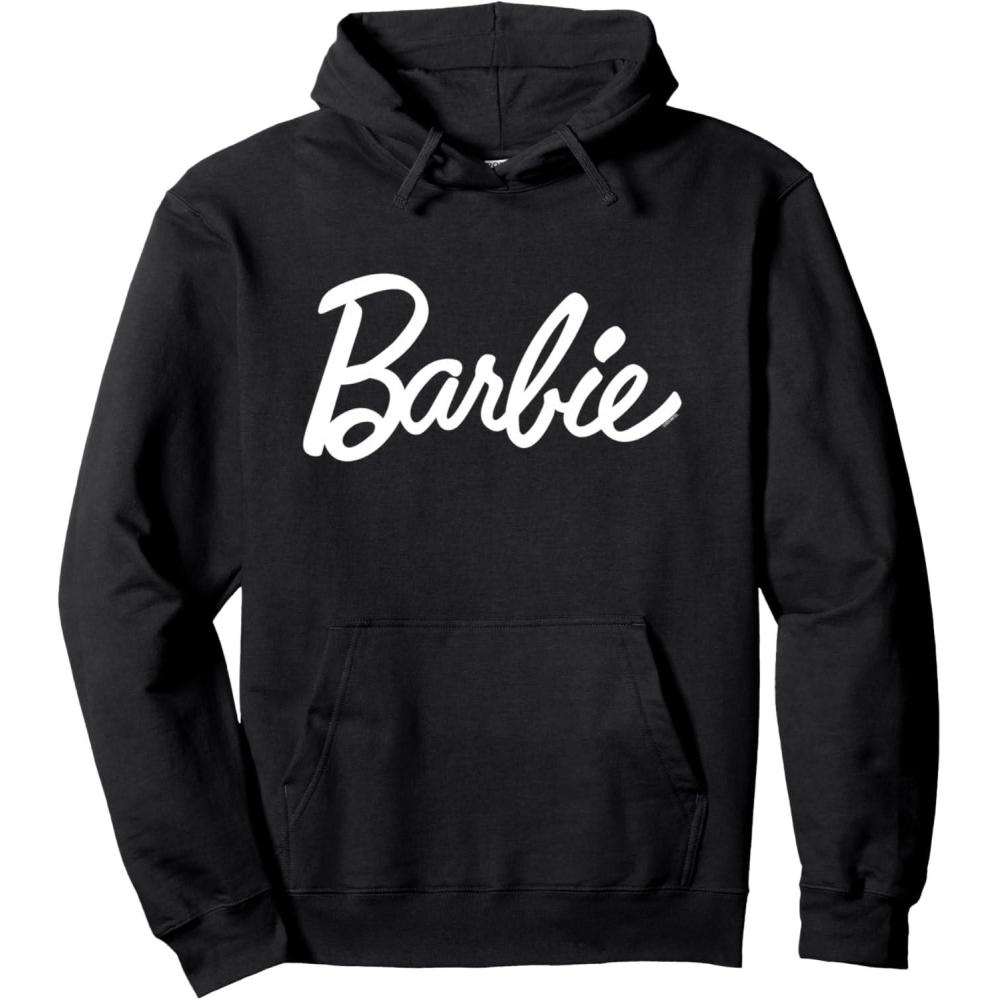 imageBarbie Classic Script White Logo Pullover HoodieBlack