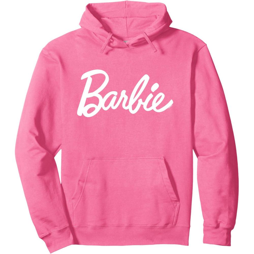 imageBarbie Classic Script White Logo Pullover HoodieBright Pink