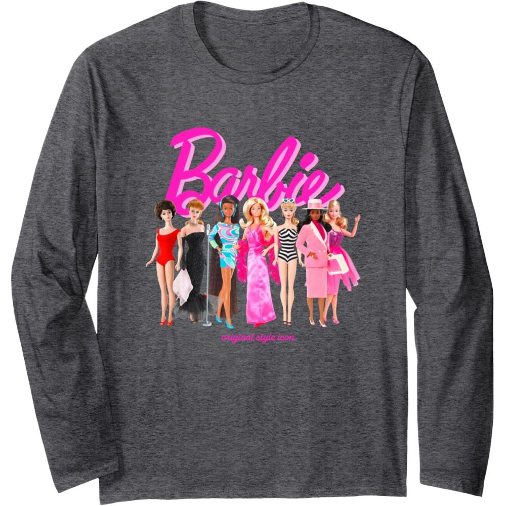 imageBarbie Original Style Icon Long Sleeve TShirtDark Heather Grey