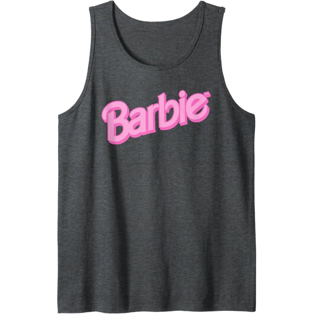 imageBarbie Pink Logo Tank TopDark Heather Grey
