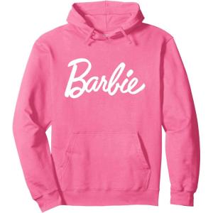 Barbie – Classic Script White Logo Pullover Hoodie(Bright Pink)