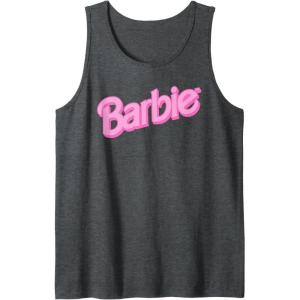Barbie Pink Logo Tank Top(Dark Heather Grey)