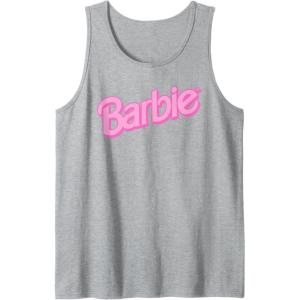 Barbie Pink Logo Tank Top(Heather Grey)