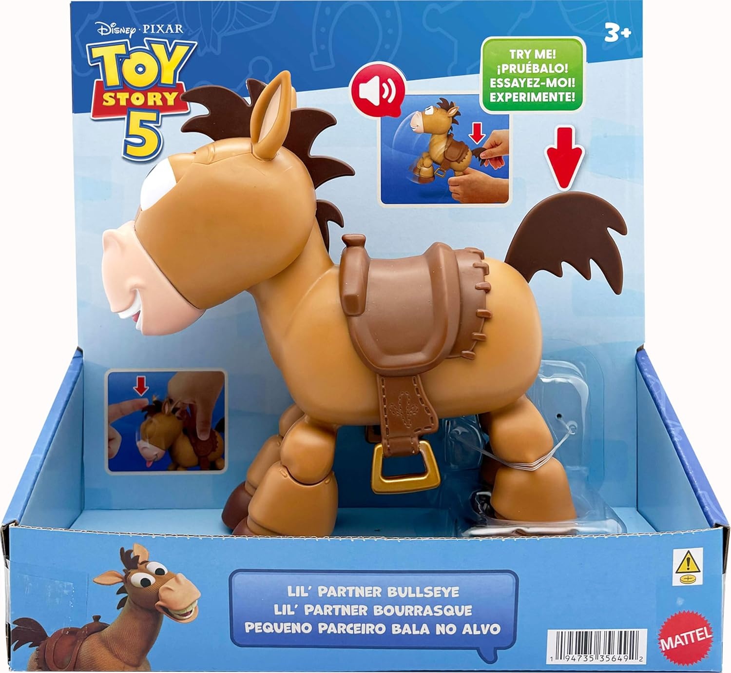 imageMattel Disney and Pixar Toy Story Posing Horse Figure with Sounds Lil Partner Bullseye Touch Activated Play Positions