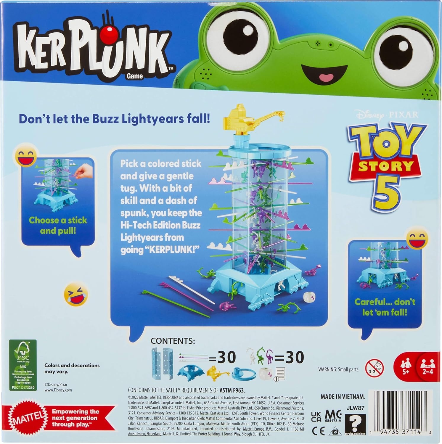 imageMattel Games Kerplunk Disney and Pixars Toy Story 5 Kids amp Family Game with Buzz Lightyears and Inspired by the Movie for 2 to 4 Players Ages 5