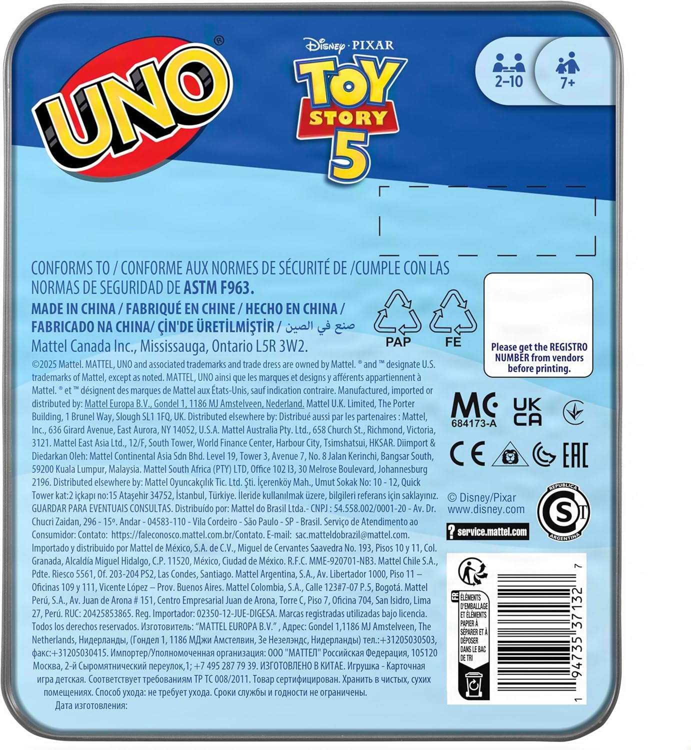 imageMattel Games UNO Disney and Pixar Toy Story 5 Card Game with MovieInspired Deck for Kid amp Family Nights Parties Travel amp Camping