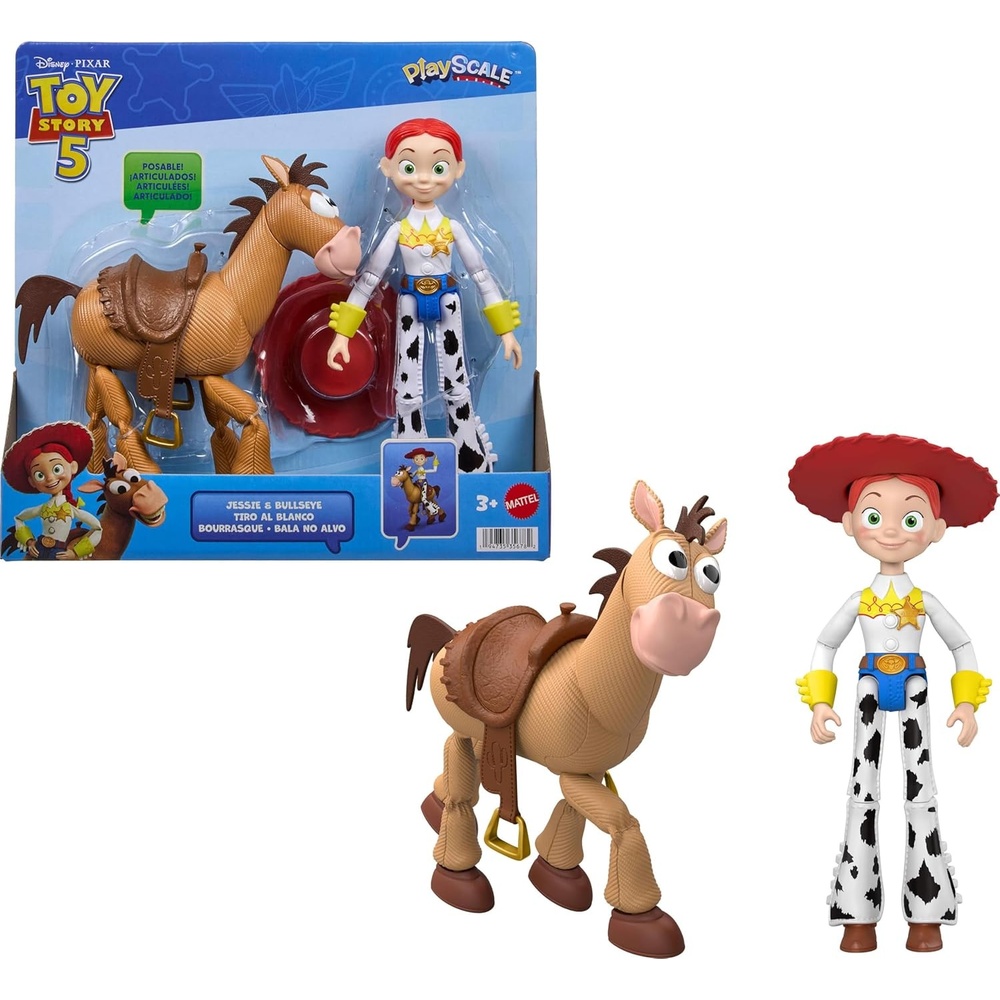imageMattel Disney and Pixar Toy Story 5 Playscale Posable 7 Inch Action Figures 2 Pack Jessie amp Bullseye Removable Cowboy Hat
