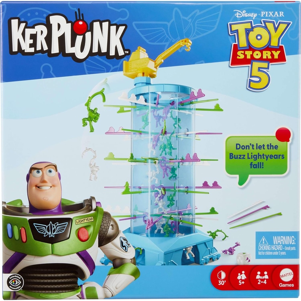 imageMattel Games Kerplunk Disney and Pixars Toy Story 5 Kids amp Family Game with Buzz Lightyears and Inspired by the Movie for 2 to 4 Players Ages 5