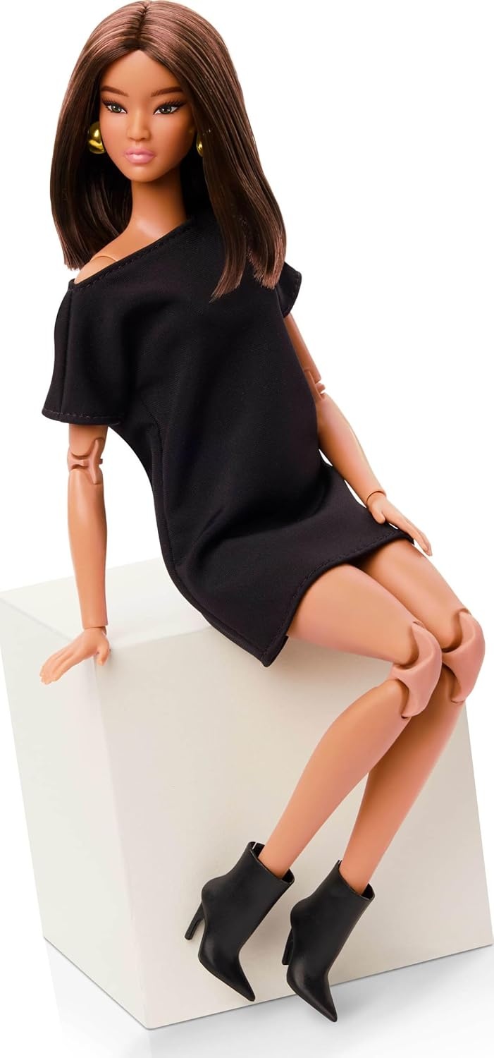 imageBarbie Basics Model 01 Collector Doll with Brunette Hair Black Mini Dress amp Shoes Universalfit Fashions Posable Body amp Swappable Doll Head