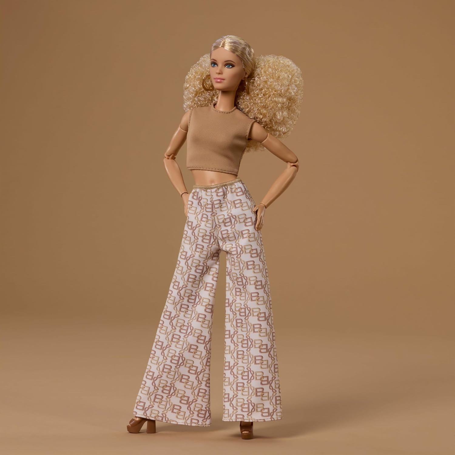 imageBarbie Basics Model Collector Fashion Doll 08 with Brunette Hair in Tan Dress amp Strappy Heels Universalfit Fashions amp Posable BodyPrinted Pants