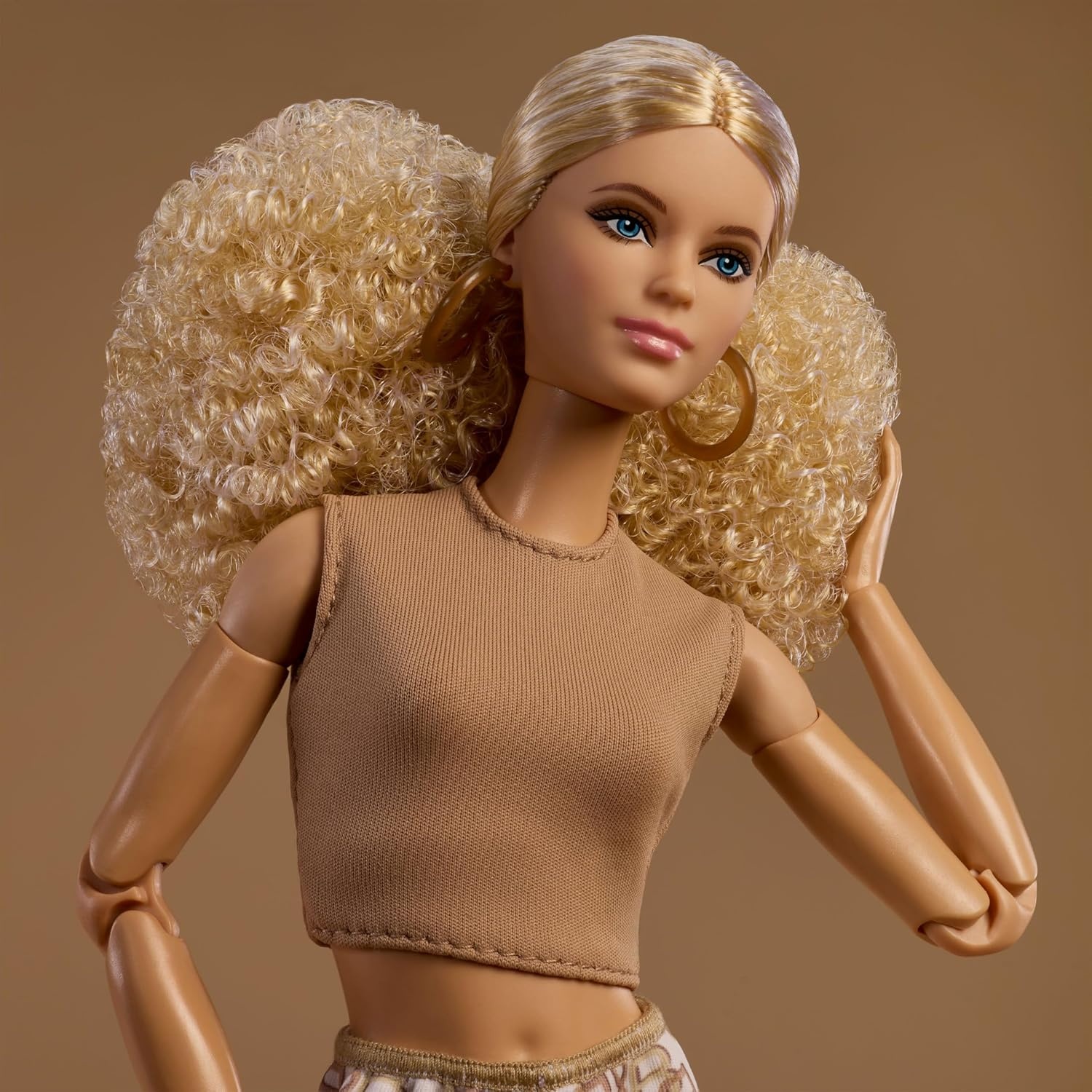 imageBarbie Basics Model Collector Fashion Doll 08 with Brunette Hair in Tan Dress amp Strappy Heels Universalfit Fashions amp Posable BodyPrinted Pants