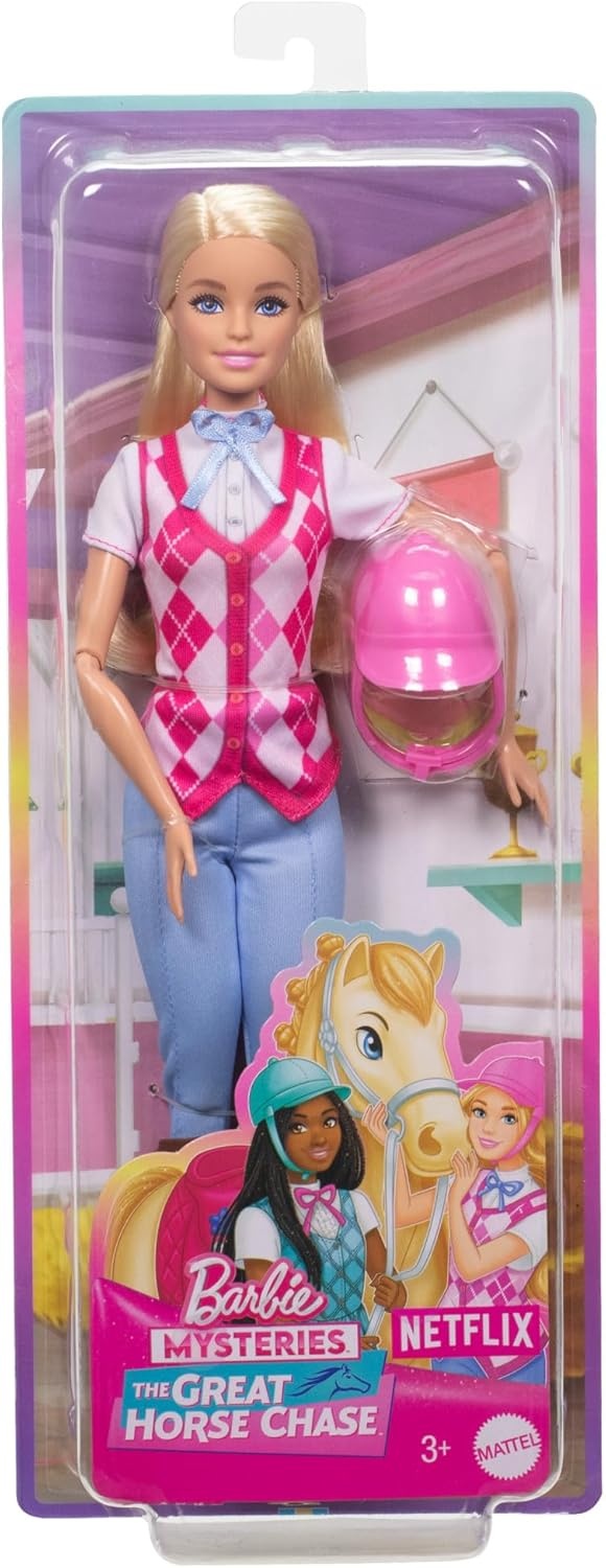 imageBarbie Brooklyn Doll amp Accessories from Barbie Mysteries The Great Horse Chase Includes Fashion Doll Removable Riding Outfit amp HelmetMalibu