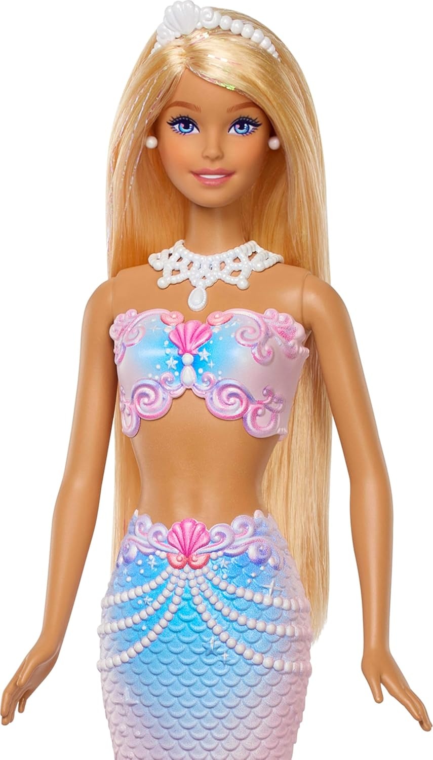 imageBarbie Bubble Sparkle Mermaid Doll with BubbleMaking Feature amp Solution Tray amp Hairbrush Plus Long ColorStreaked Blonde Hair