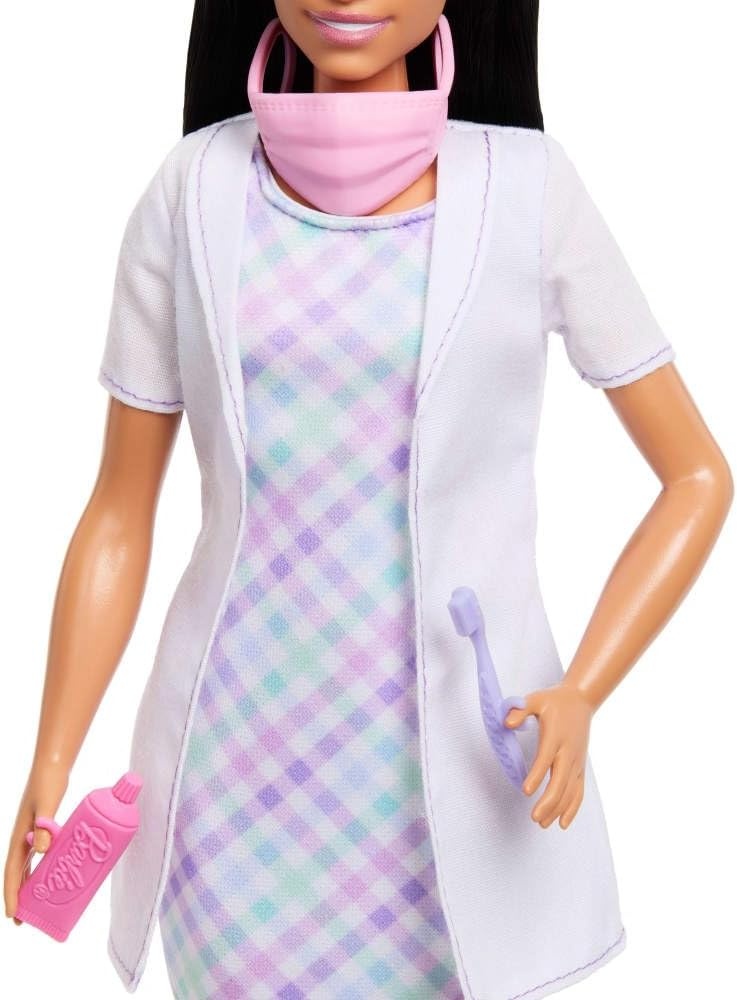 imageBarbie Careers Dentist Playset with Brunette Doll Wearing White Coat Toddler Small Doll Examination Chair amp Accessories
