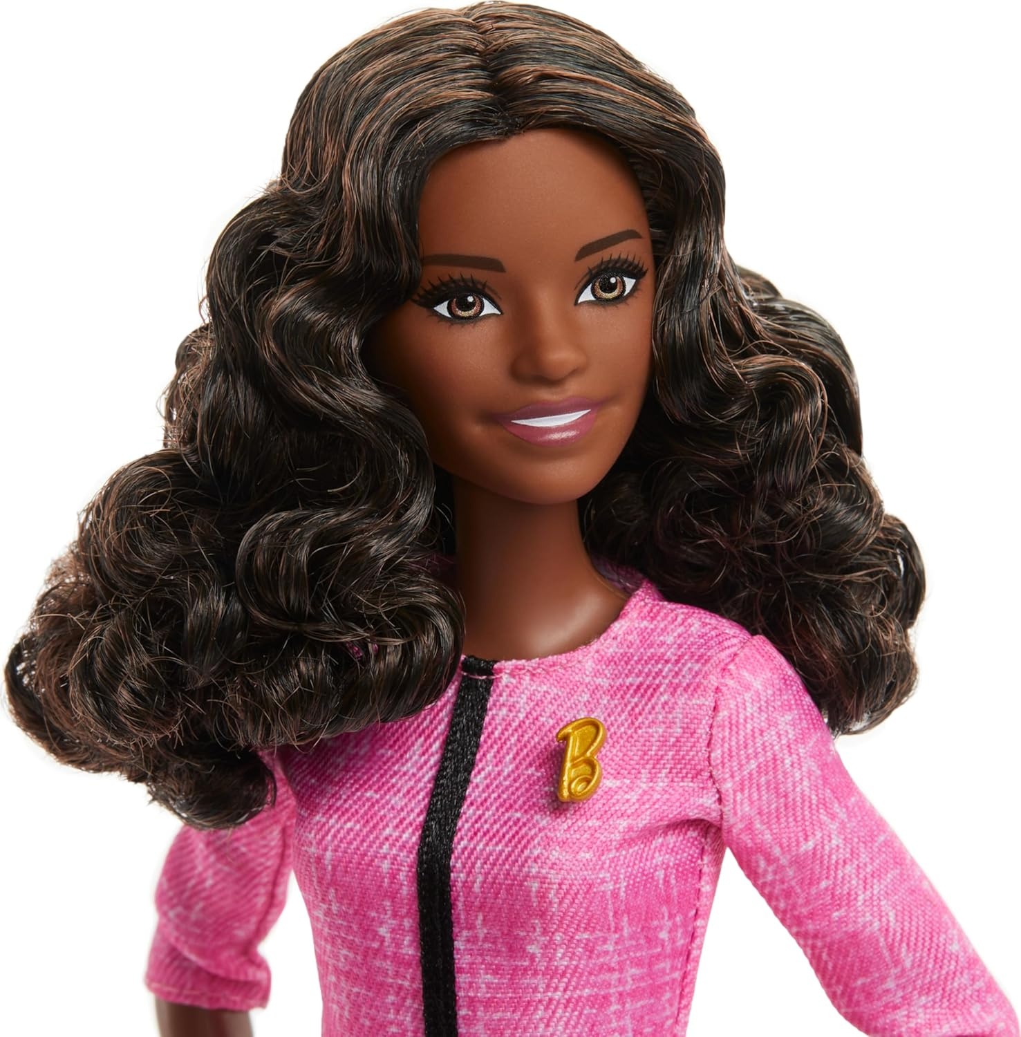 imageBarbie Careers Doll amp Accessories Future Leader with Dark Brown Hair Wearing Outfit with 2 Golden Bracelets amp B Pin Includes Sticker for Kids