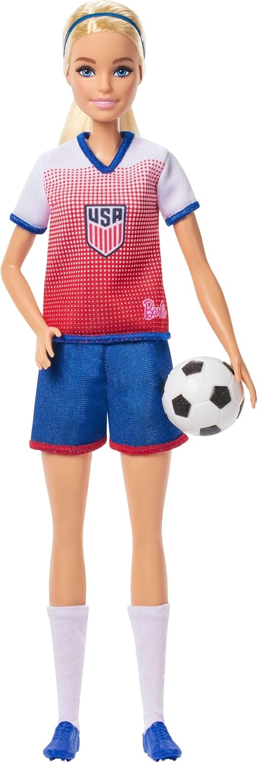 imageBarbie Careers USSF Soccer Fashion Ken Doll Dressed in Removable SportThemed Outfit amp Shoes with AccessoriesBarbie