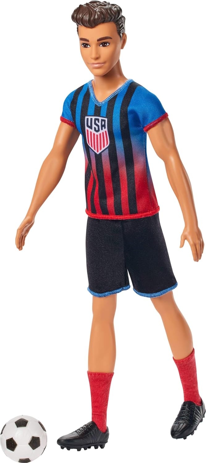 imageBarbie Careers USSF Soccer Fashion Ken Doll Dressed in Removable SportThemed Outfit amp Shoes with AccessoriesKen