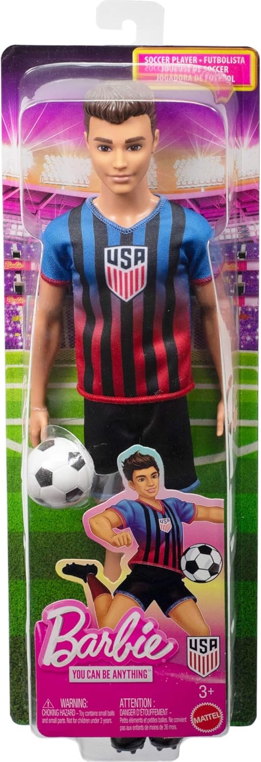 imageBarbie Careers USSF Soccer Fashion Ken Doll Dressed in Removable SportThemed Outfit amp Shoes with AccessoriesKen