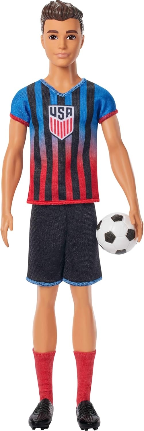imageBarbie Careers USSF Soccer Fashion Ken Doll Dressed in Removable SportThemed Outfit amp Shoes with AccessoriesKen