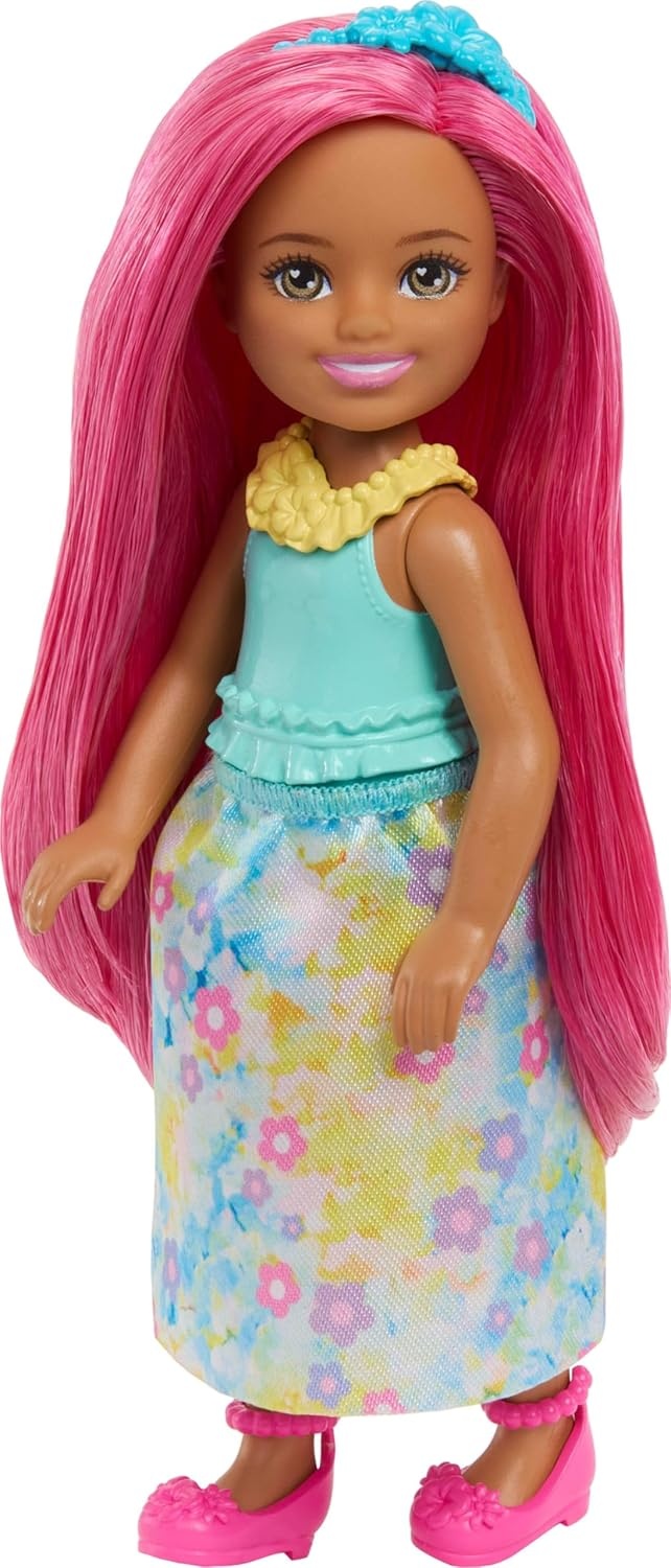 imageBarbie Chelsea Royal Small Doll 6Inch with Pink Hair Wearing Removable Skirt Shoes amp Hair Accessory 6inch Toy