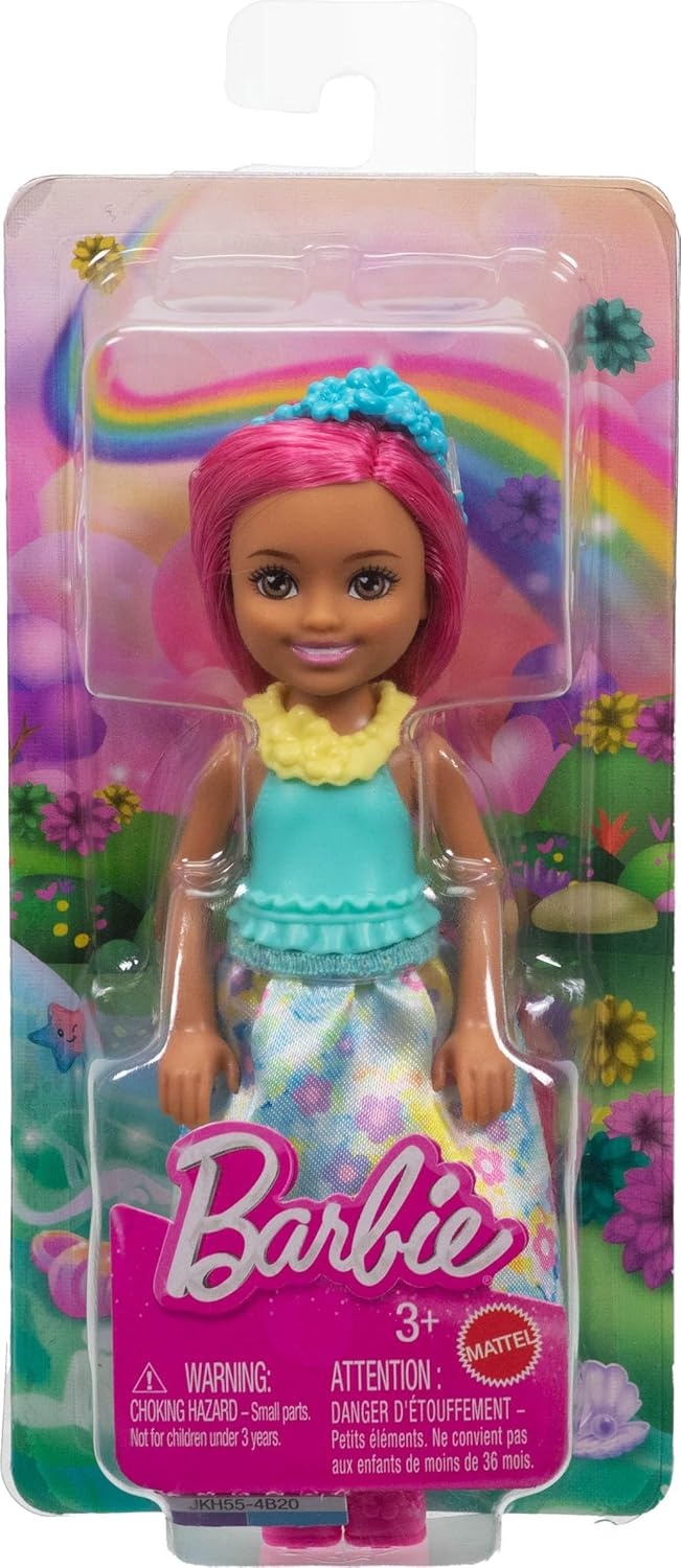 imageBarbie Chelsea Royal Small Doll 6Inch with Pink Hair Wearing Removable Skirt Shoes amp Hair Accessory 6inch Toy