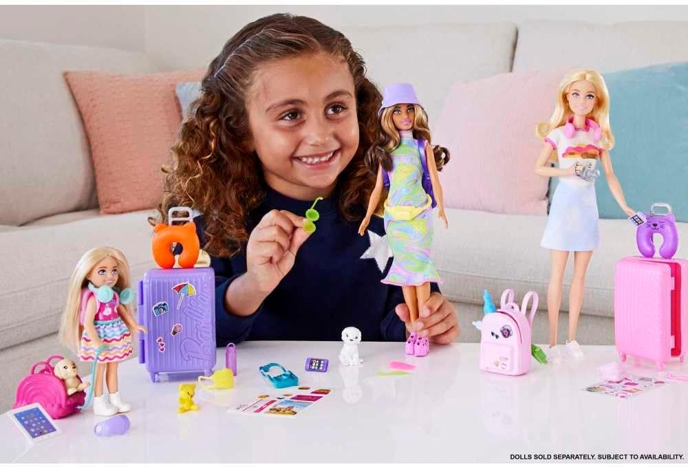 imageBarbie Chelsea Small Doll amp 6 Accessories Travel Set with Puppy Pet Carrier amp Backpack that Opens amp Closes Blonde Hairstandard size