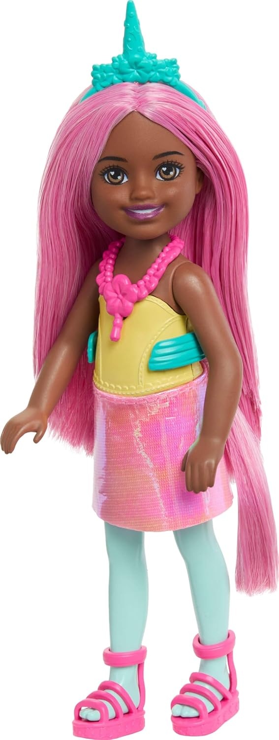imageBarbie Chelsea Unicorn Small Doll 6Inch with Purple Hair Wearing Removable Tail Shoes amp Hair Accessory 6inch ToyPink Hair