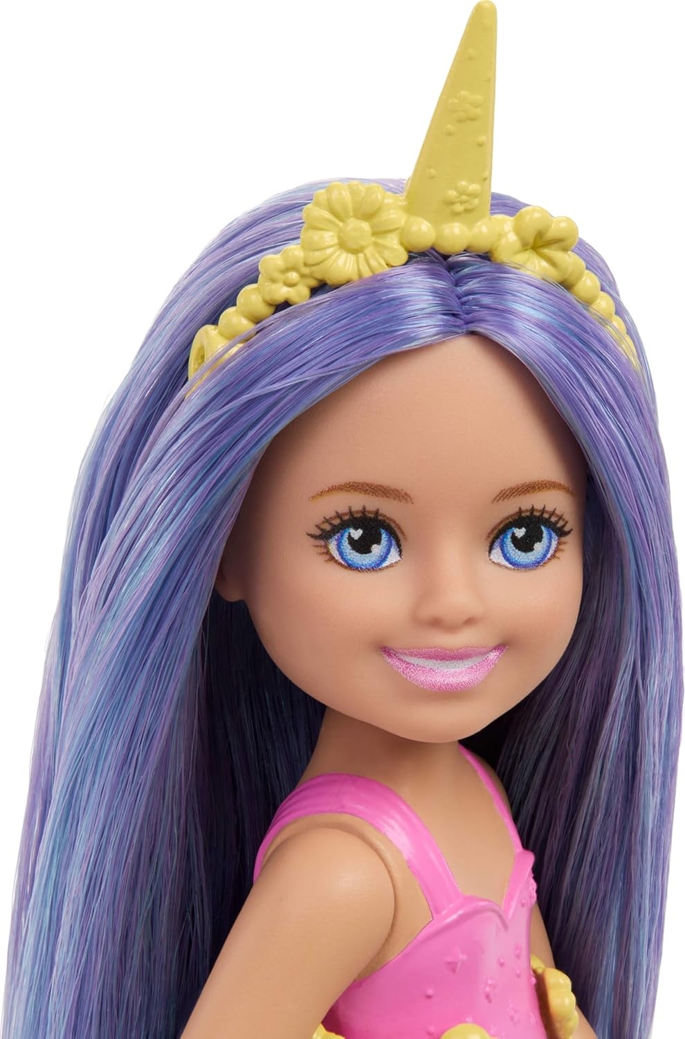 imageBarbie Chelsea Unicorn Small Doll 6Inch with Purple Hair Wearing Removable Tail Shoes amp Hair Accessory 6inch ToyPurple Hair