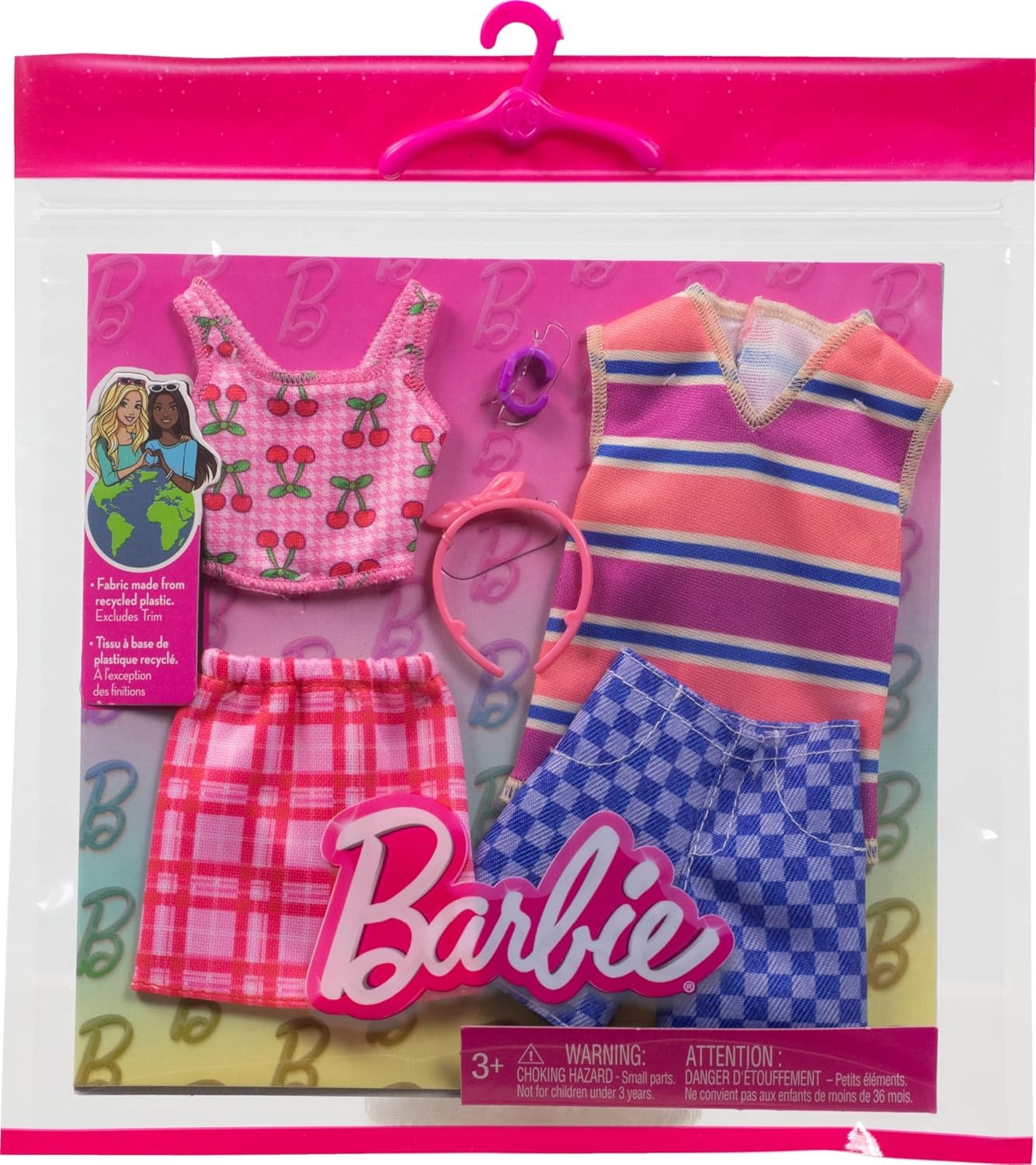 imageBarbie Clothes Set Fashion amp Accessory Pack for Barbie amp Ken Dolls with 2 Complete Looks CherryInspired Theme