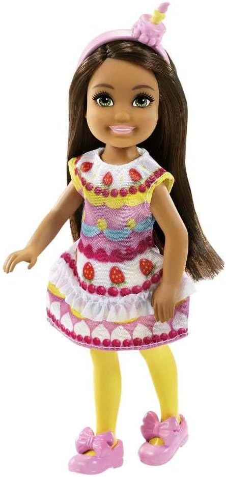 imageBarbie Club Chelsea DressUp Doll 6inch Brunette in Cake Costume with Pet and Accessories for 3 to 7 Year OldsPink