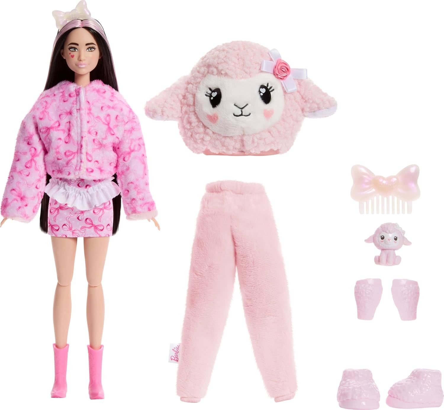 imageBarbie Cutie Reveal Doll amp Accessories Cuddly Series Kitten with 10 Surprises Including Color Change amp Mini PetLamb