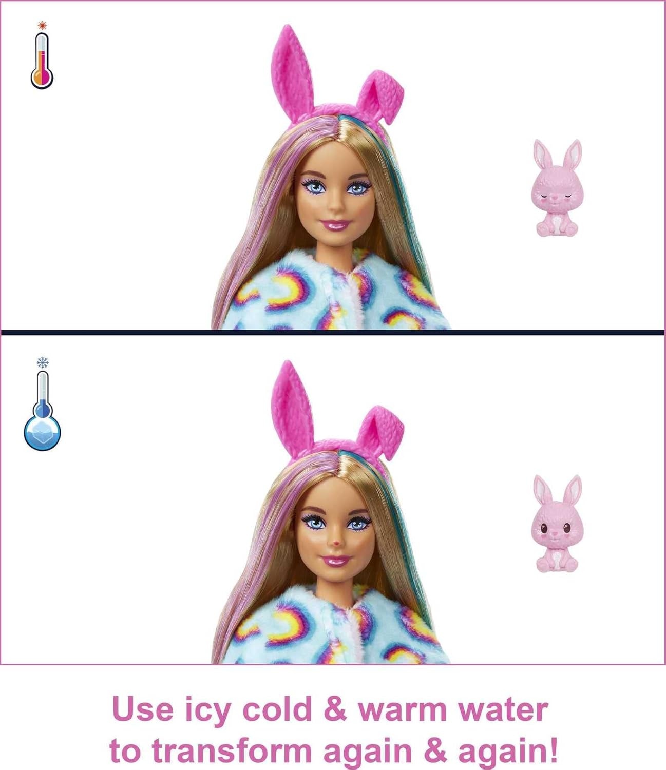 imageBarbie Cutie Reveal Fashion Doll with Bunny Plush Costume amp 10 Surprises Including Mini Pet amp Color ChangeBunny