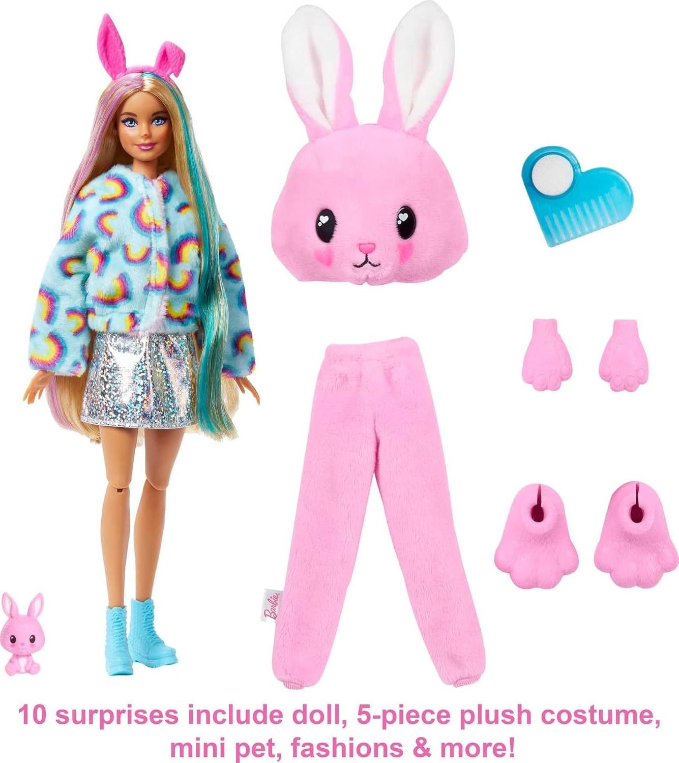 imageBarbie Cutie Reveal Fashion Doll with Bunny Plush Costume amp 10 Surprises Including Mini Pet amp Color ChangeBunny
