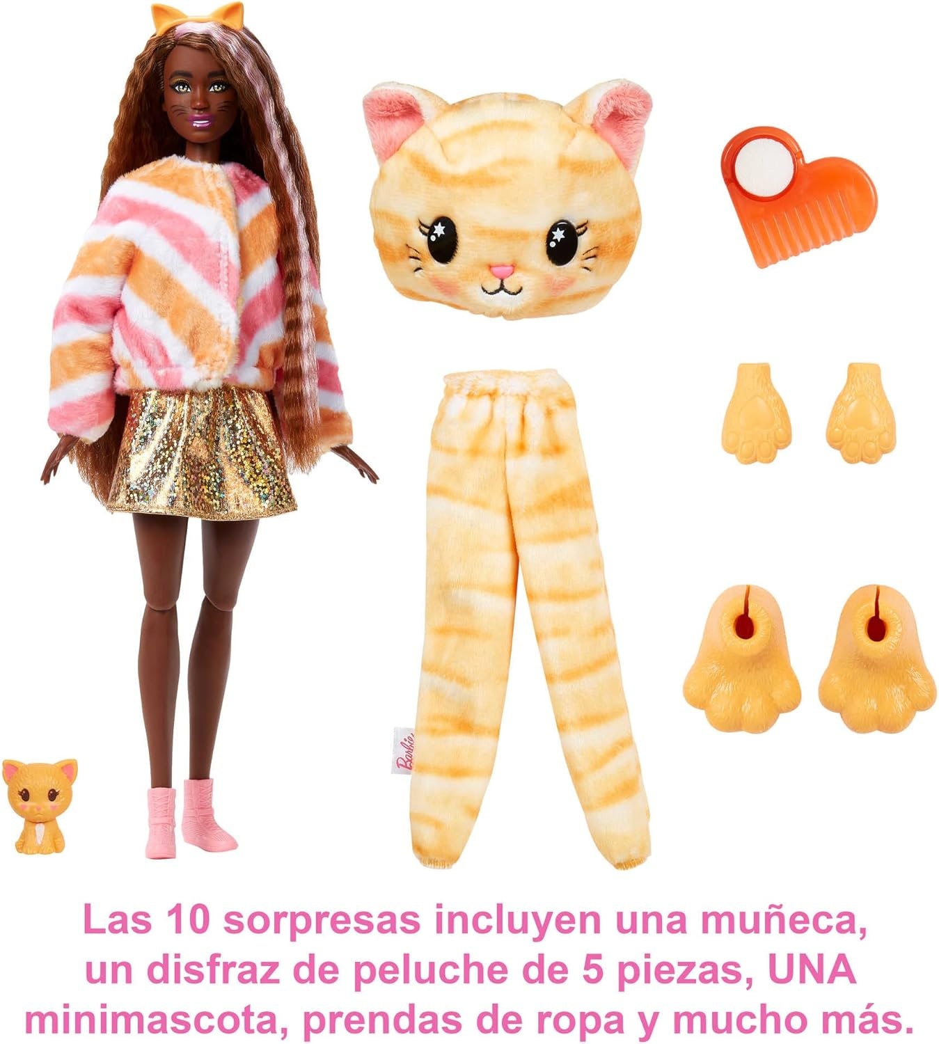 imageBarbie Cutie Reveal Fashion Doll with Bunny Plush Costume amp 10 Surprises Including Mini Pet amp Color ChangeKitten