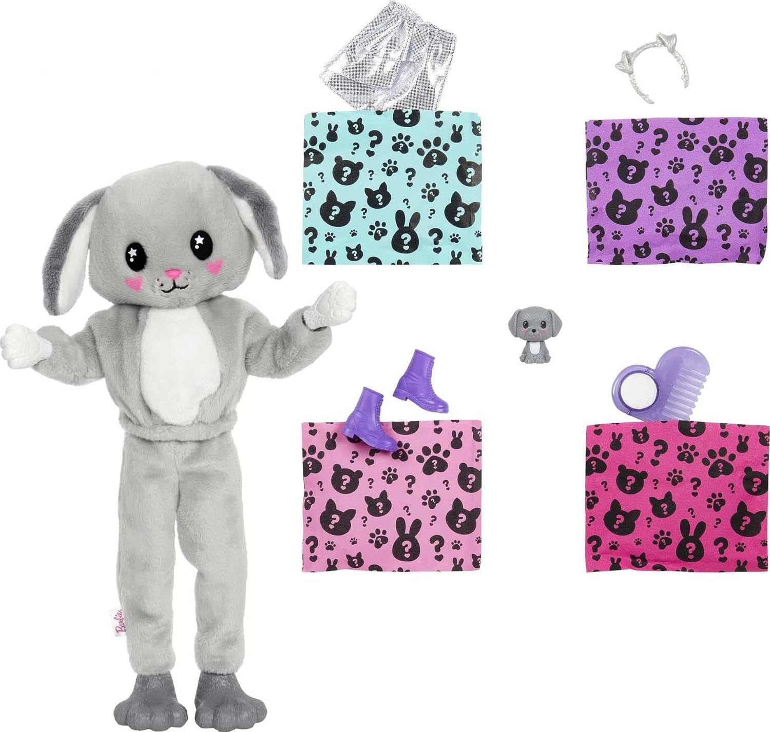 imageBarbie Cutie Reveal Fashion Doll with Bunny Plush Costume amp 10 Surprises Including Mini Pet amp Color ChangePuppy