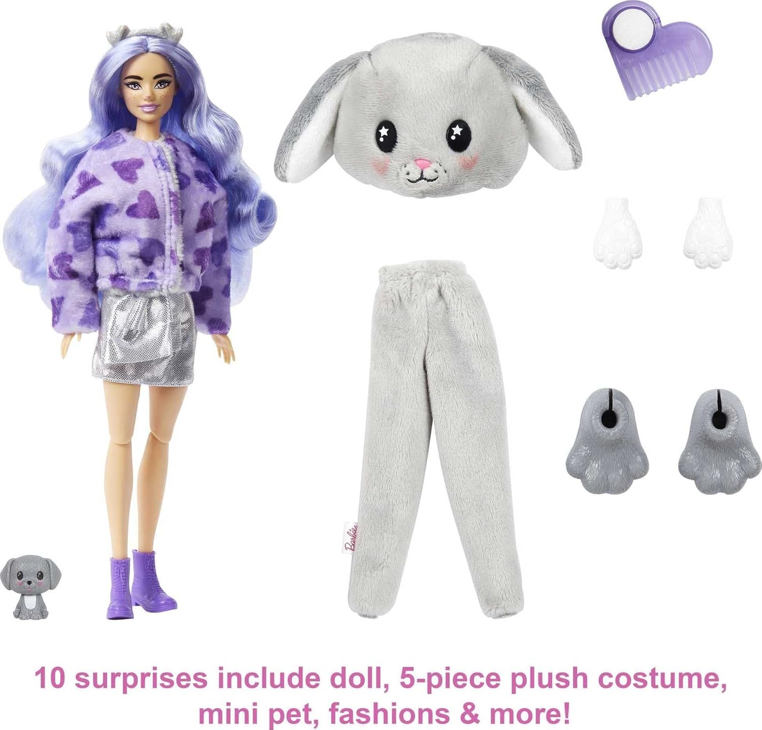 imageBarbie Cutie Reveal Fashion Doll with Bunny Plush Costume amp 10 Surprises Including Mini Pet amp Color ChangePuppy