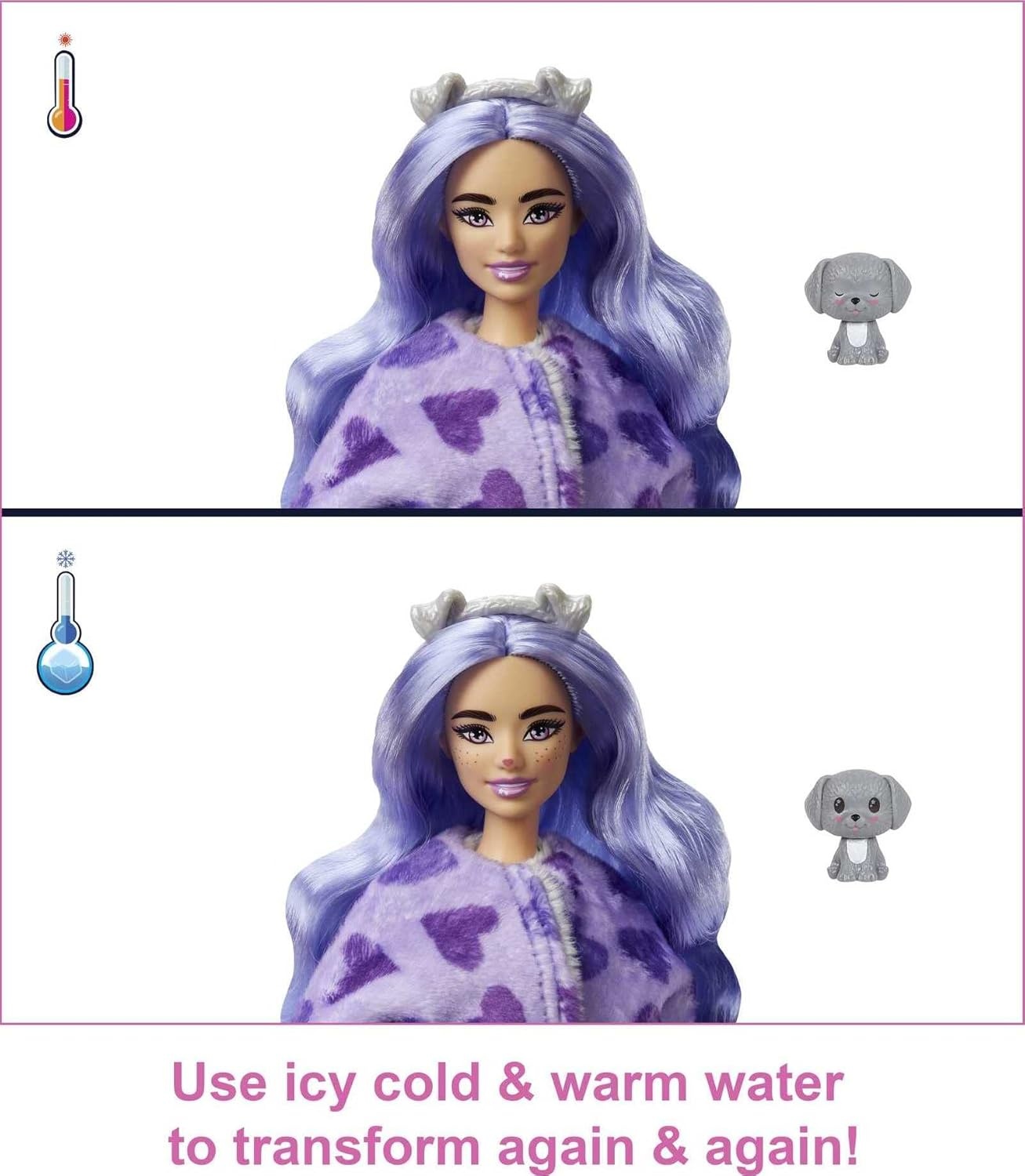 imageBarbie Cutie Reveal Fashion Doll with Bunny Plush Costume amp 10 Surprises Including Mini Pet amp Color ChangePuppy