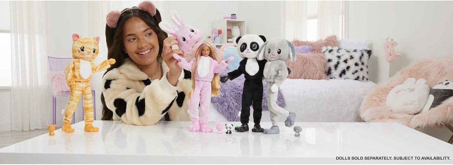 imageBarbie Cutie Reveal Fashion Doll with Bunny Plush Costume amp 10 Surprises Including Mini Pet amp Color ChangePuppy