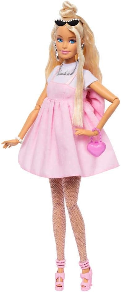 imageBarbie Deluxe Style Doll 1 in Barbiecore Outfit Pink Hair and Glossy Pink Dress with Accessories Like Velvet Gloves Money Purse and MoreBlonde