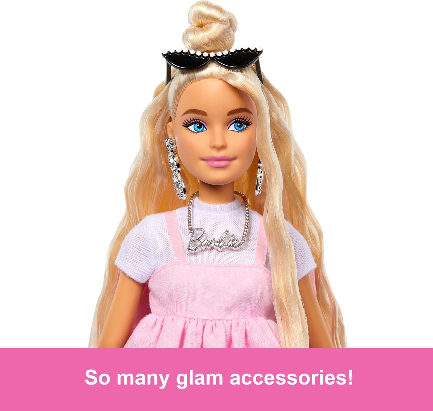 imageBarbie Deluxe Style Doll 1 in Barbiecore Outfit Pink Hair and Glossy Pink Dress with Accessories Like Velvet Gloves Money Purse and MoreBlonde
