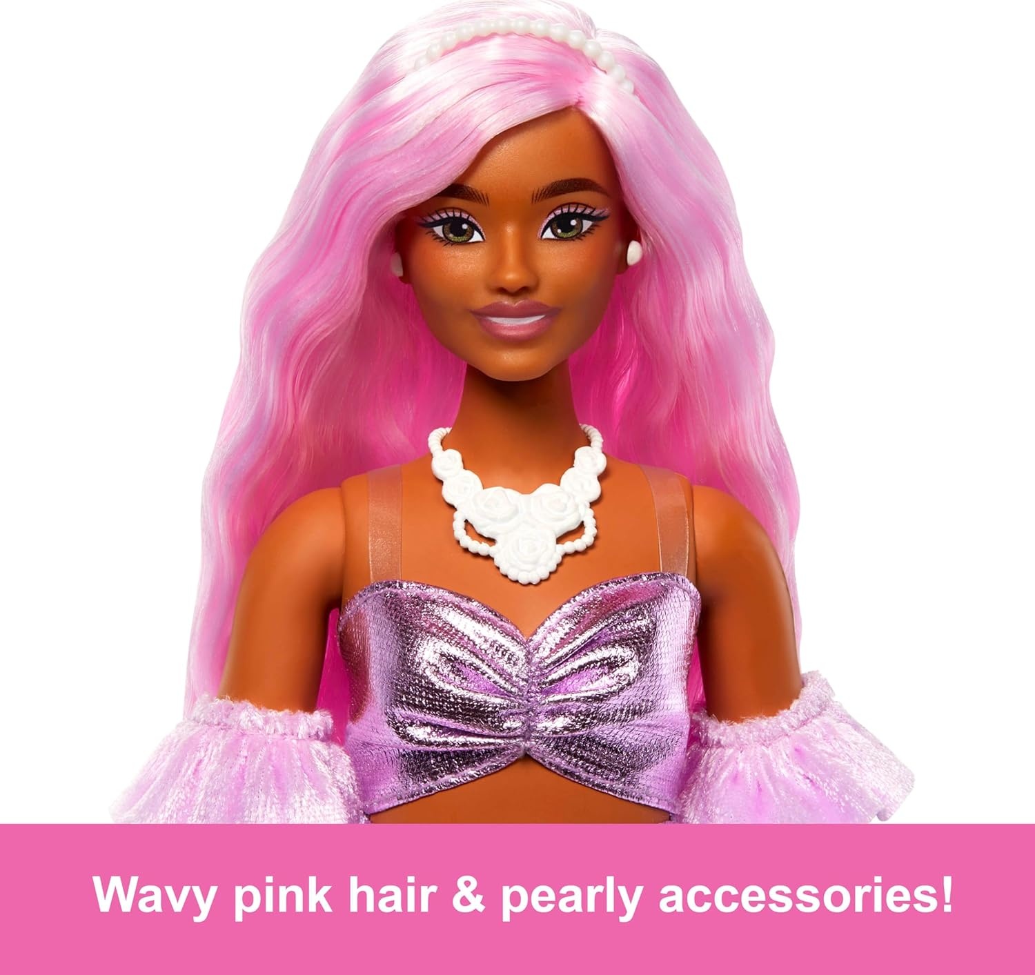 imageBarbie Deluxe Style Doll 1 in Barbiecore Outfit Pink Hair and Glossy Pink Dress with Accessories Like Velvet Gloves Money Purse and MoreMulticolor