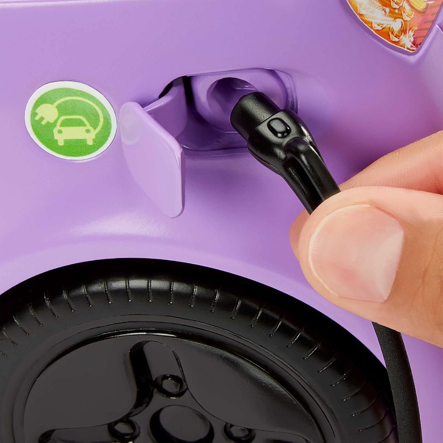 imageBarbie Doll Accessories Toy Car Electric Vehicle with Charging Station Plug amp Sunroof Purple 2Seater Transforms into Convertible