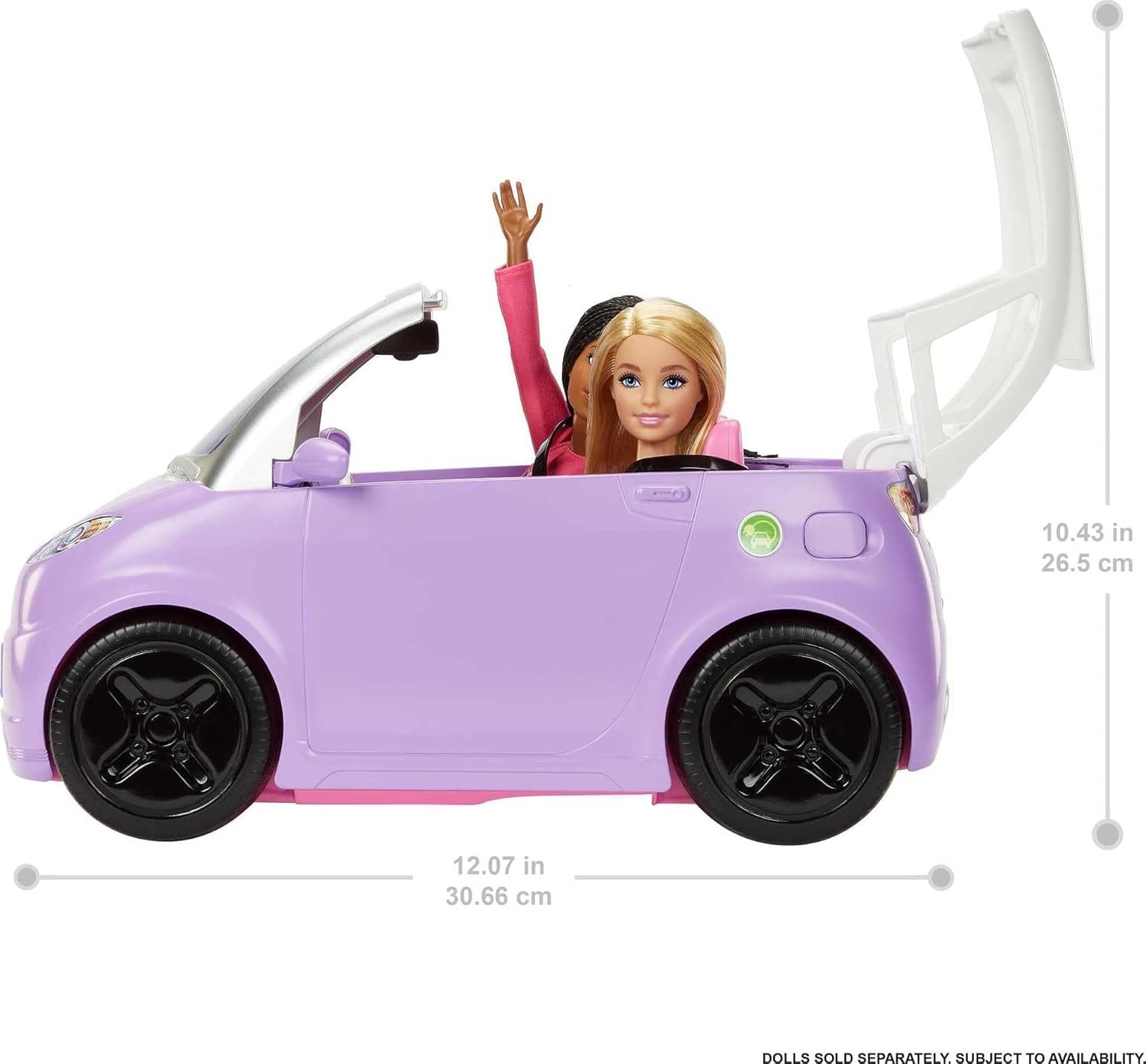 imageBarbie Doll Accessories Toy Car Electric Vehicle with Charging Station Plug amp Sunroof Purple 2Seater Transforms into Convertible