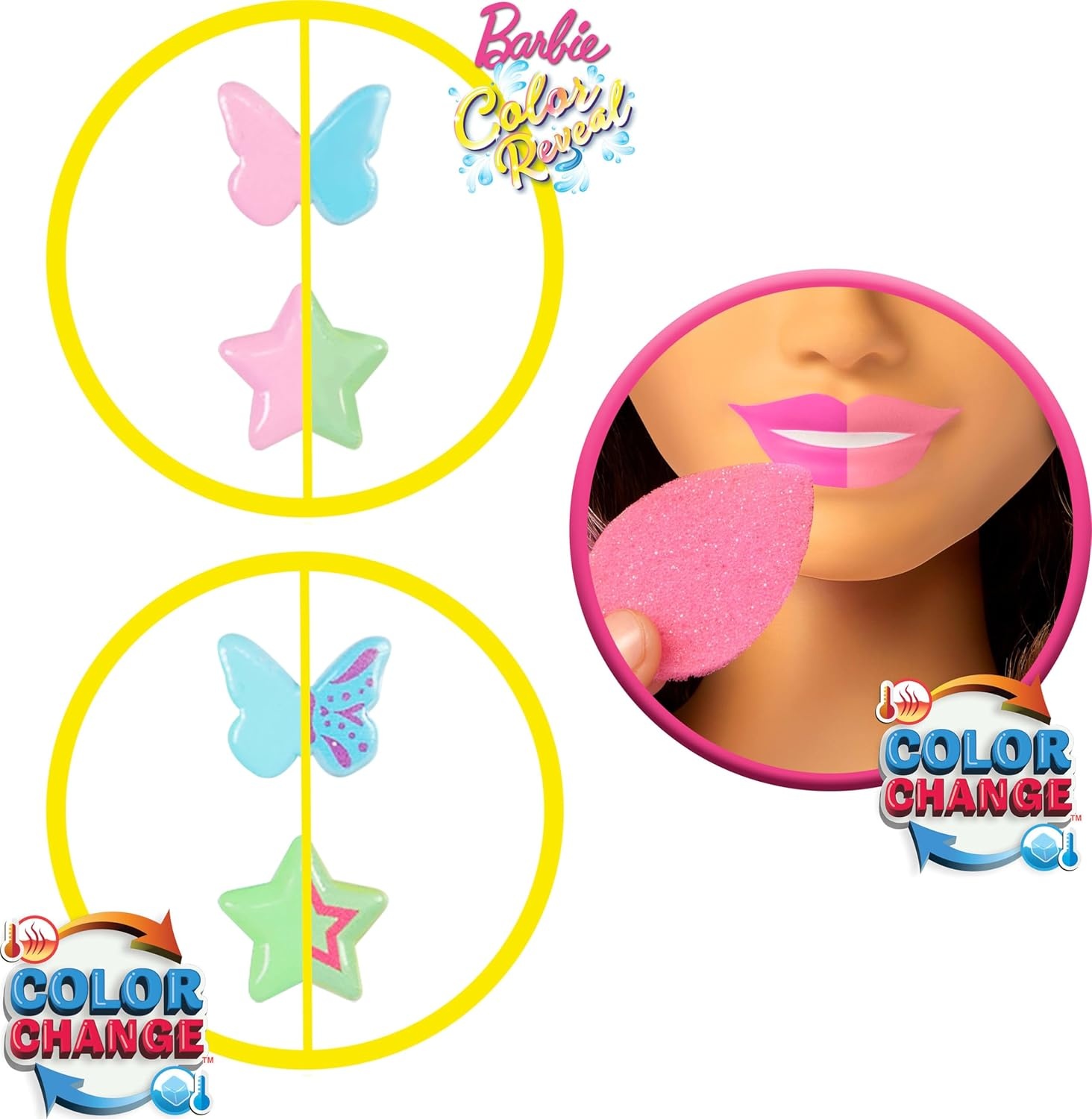 imageBarbie Doll Styling Head Dark Brown Hair with 20 Hair Styling Accessories Including Star amp Butterfly Color Change Hair Clips