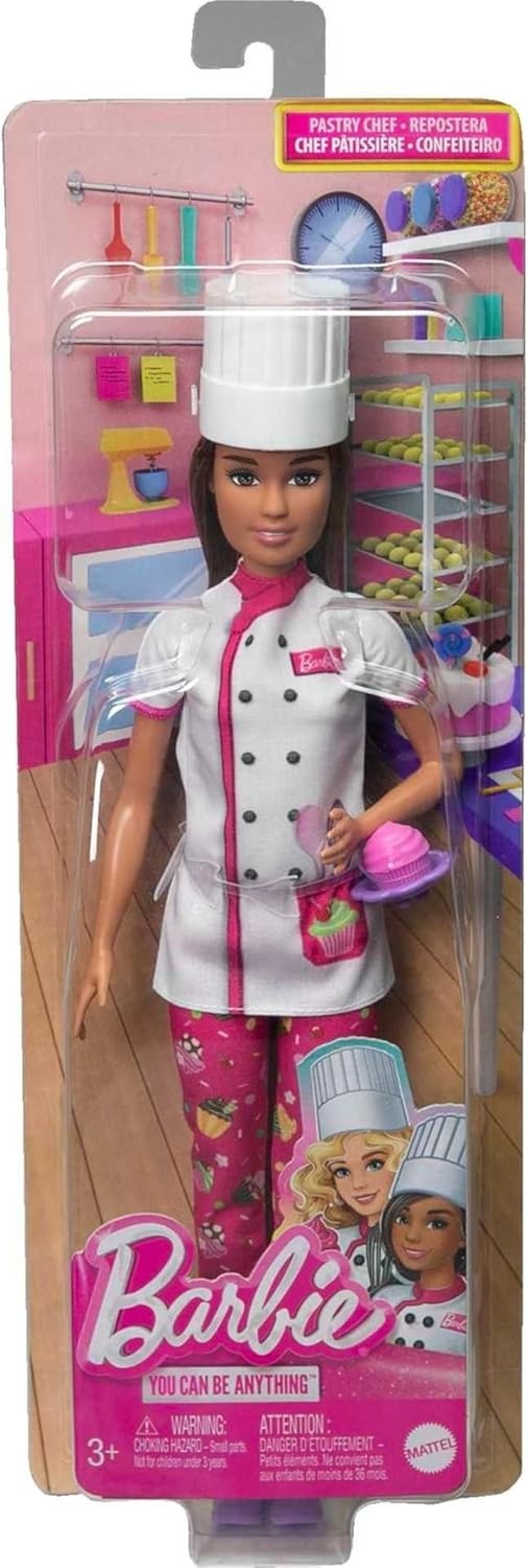 imageBarbie Doll amp Accessories Career Pastry Chef Doll with Hat and Cake SlicePastry Chef