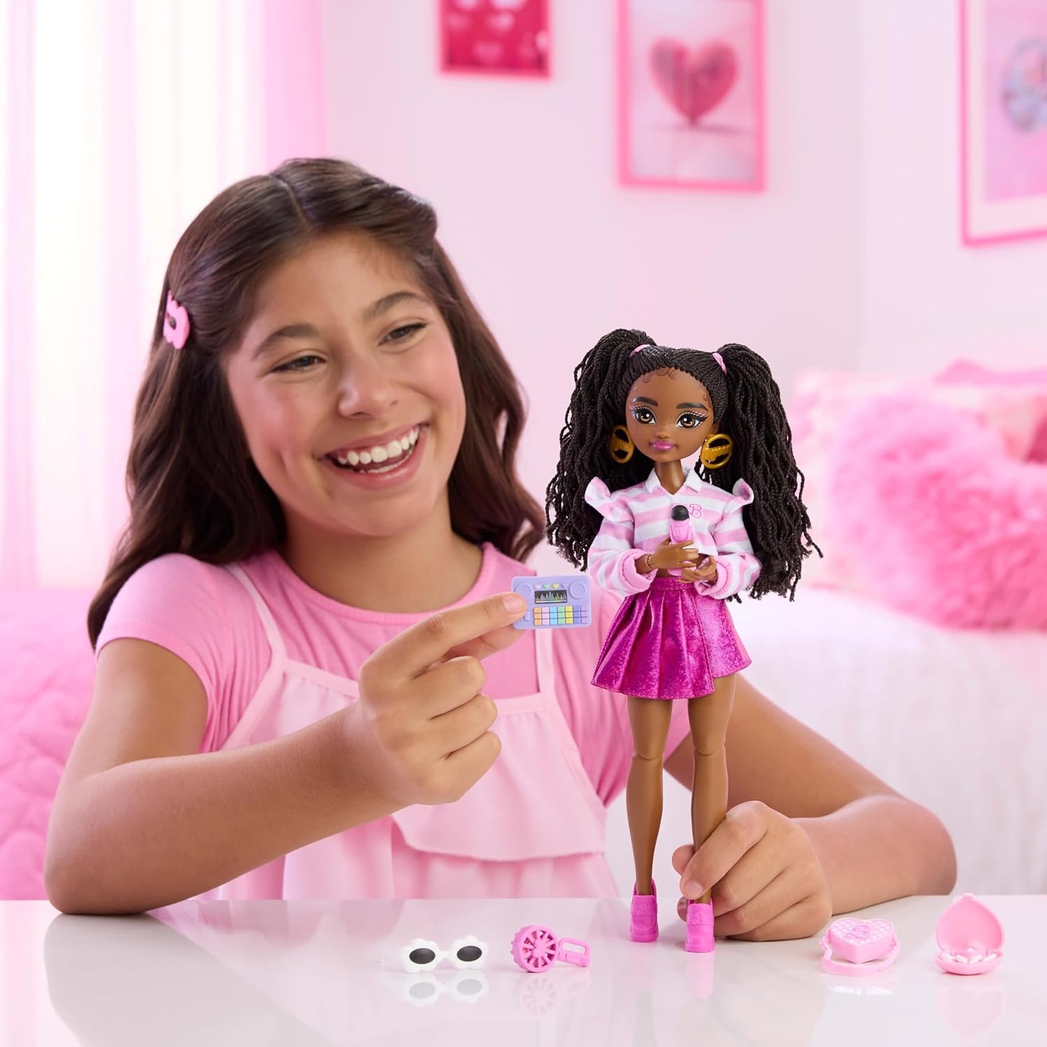 imageBarbie Dream Besties Brooklyn Fashion Doll amp Accessories Posable with Brunette Hair amp DanceThemed Toy Pieces