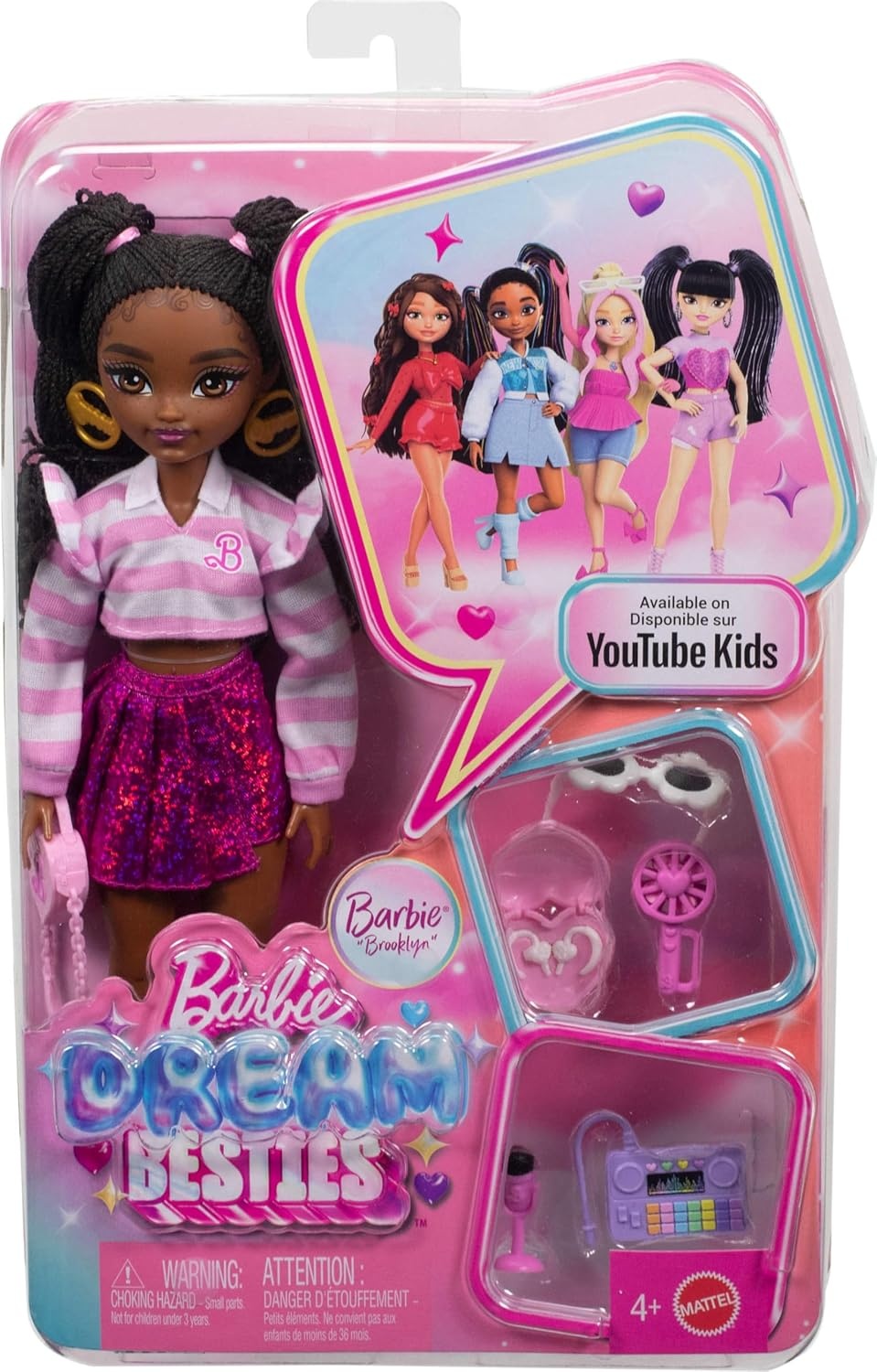 imageBarbie Dream Besties Brooklyn Fashion Doll amp Accessories Posable with Brunette Hair amp DanceThemed Toy Pieces
