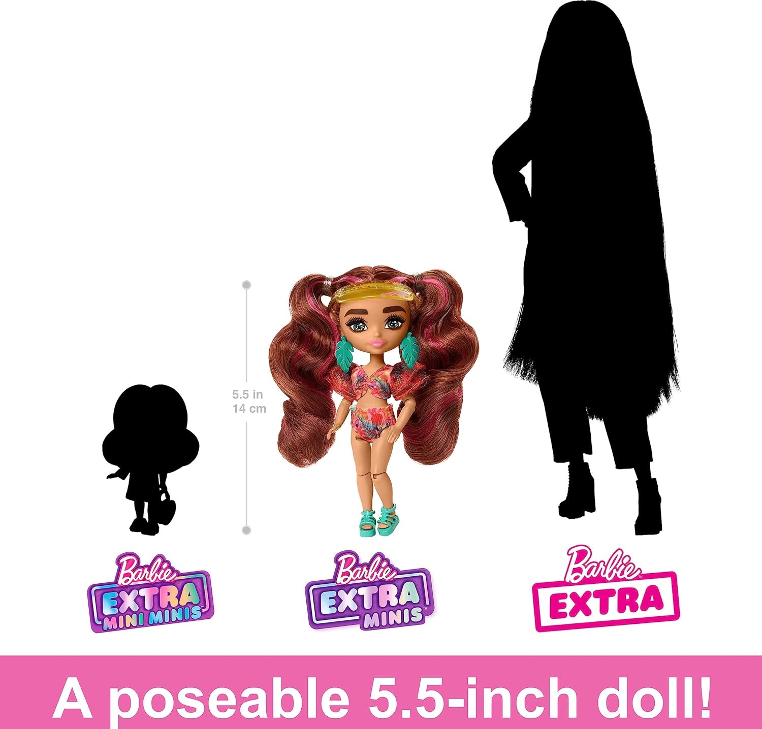 imageBarbie Extra Fly Minis Travel Doll Desert Festival Look with Magenta Hair in Fringe Jacket Dress amp Accessories 55inchBeach