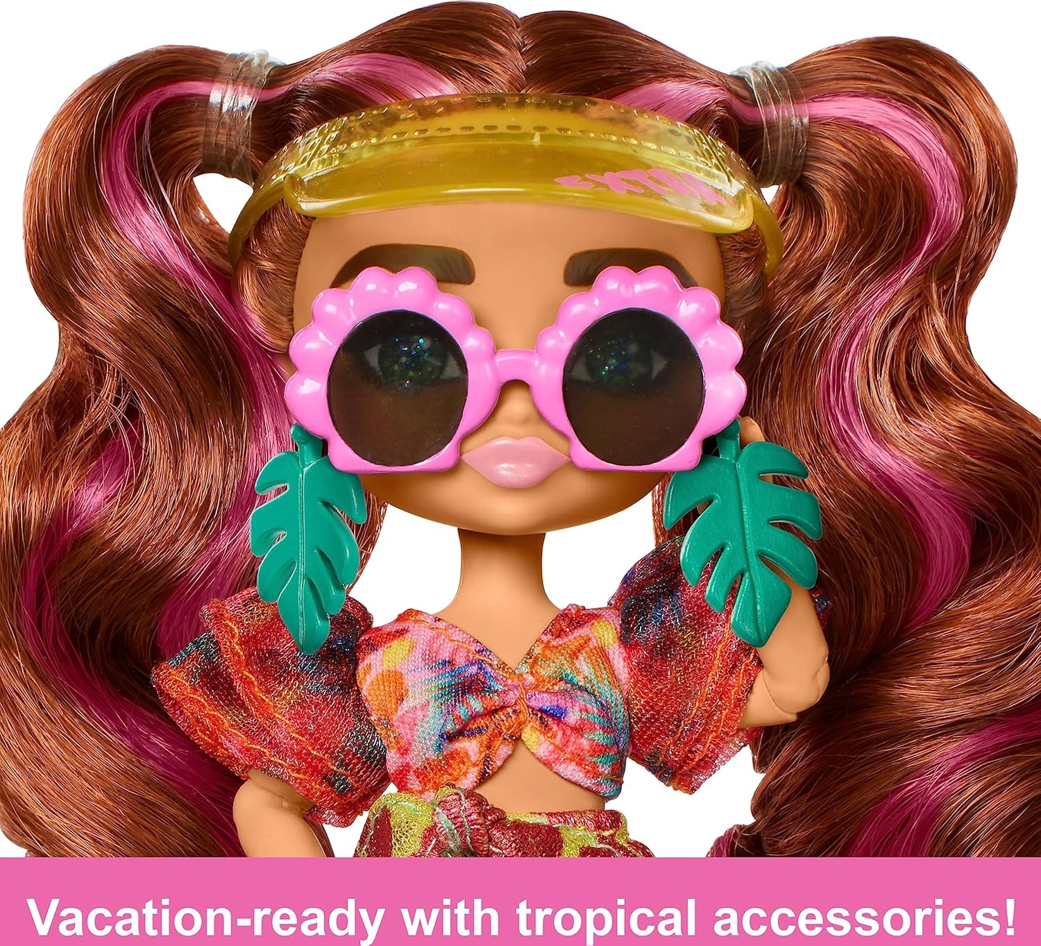 imageBarbie Extra Fly Minis Travel Doll Desert Festival Look with Magenta Hair in Fringe Jacket Dress amp Accessories 55inchBeach