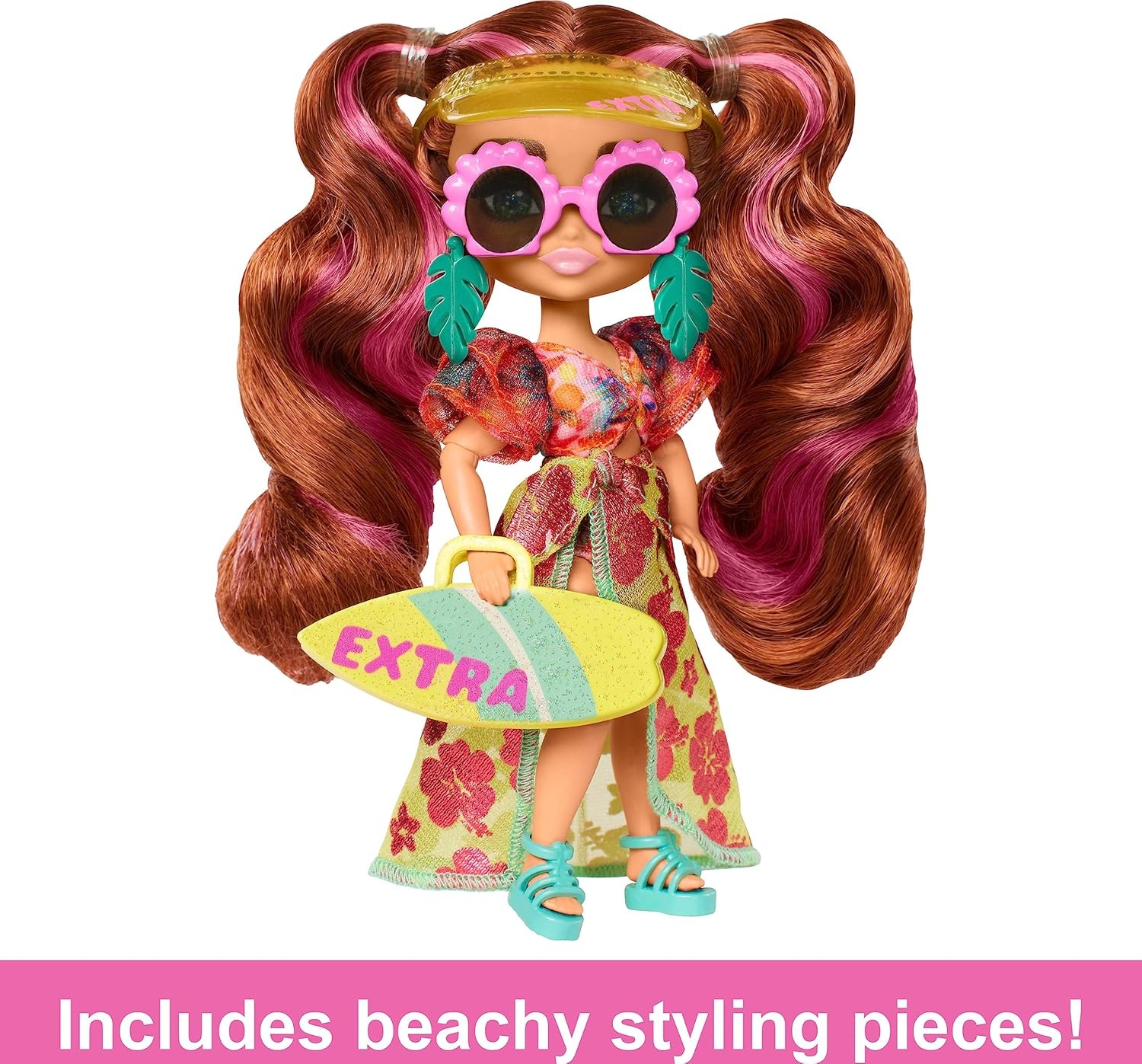 imageBarbie Extra Fly Minis Travel Doll Desert Festival Look with Magenta Hair in Fringe Jacket Dress amp Accessories 55inchBeach